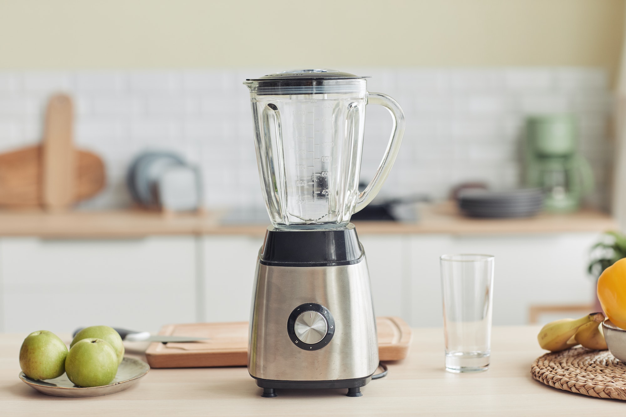 blender in yellow kitchen